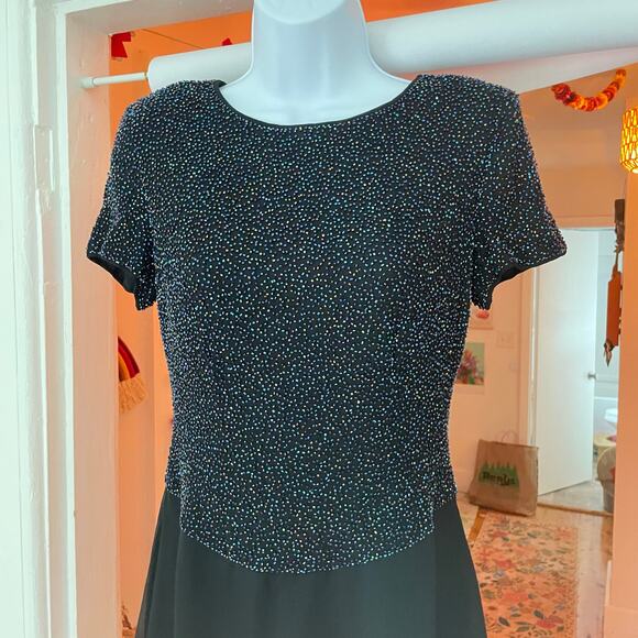 VTG Y2K Caché Mini Dress Sz 6 Silk Rainbow Beaded Party Cocktail Fairy Grunge - Picture 3 of 12